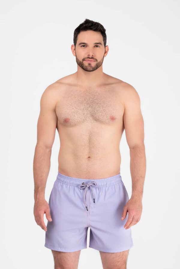 Bénieller Solid lavender color. Bénieller solid colors swim trunks men. Fashion swim shorts for men Atlanta Ga. Fashion trends for men USA. Made in the USA