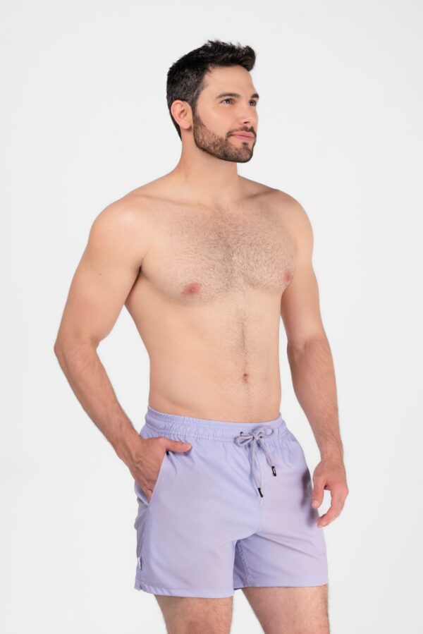 Bénieller Solid lavender color. Bénieller solid colors swim trunks men. Fashion swim shorts for men Atlanta Ga. Fashion trends for men USA. Made in the USA