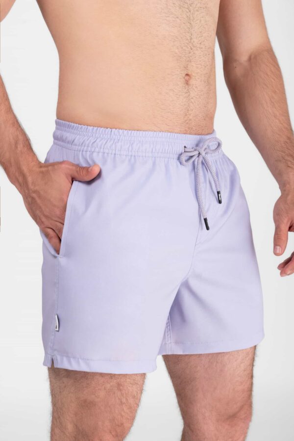 Bénieller Solid lavender color. Bénieller solid colors swim trunks men. Fashion swim shorts for men Atlanta Ga. Fashion trends for men USA. Made in the USA